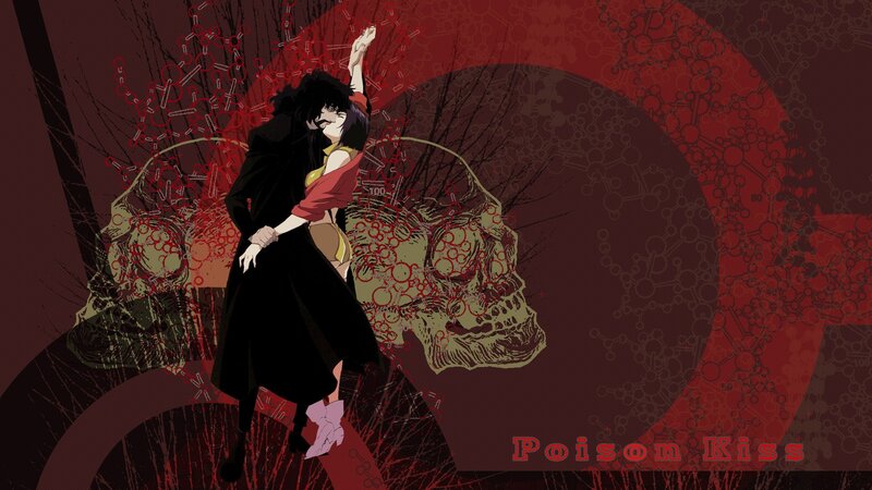Two Characters Embracing — Red, Dramatic, Anime, Skulls
