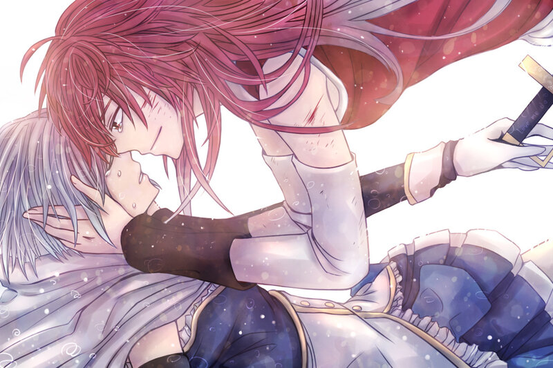 Two Characters Embracing — Red, Dramatic, Anime