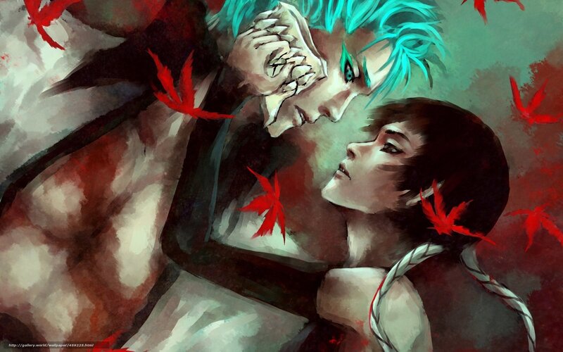 Two Characters Embracing — Red, Dramatic, Autumn, Digital Art