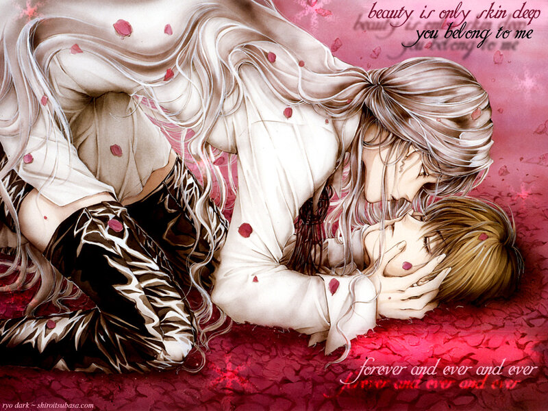 Two Characters Embracing — Red, Romantic