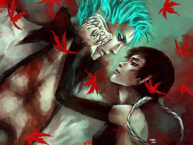 Two Characters Embracing — Teal
