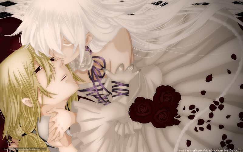 Two Characters Embracing — White, Romantic, Anime