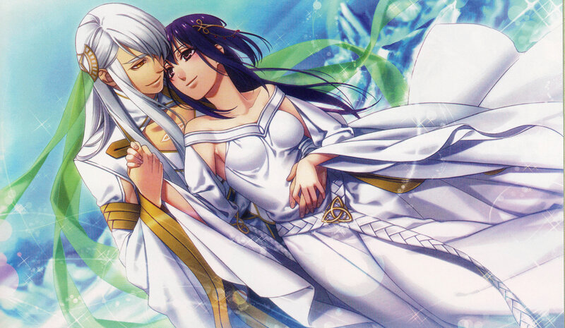 Two Characters Embracing — White, Serene, Anime