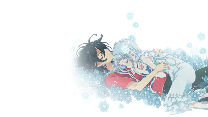 Two Characters Embracing — White, Serene, Spring