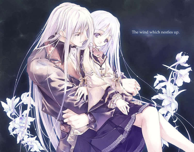 Two Characters Embracing — White, Serene