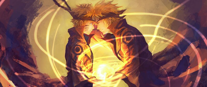 Two Characters Embracing — Yellow, Dramatic
