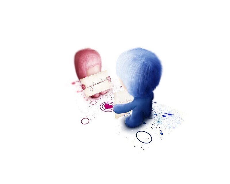 two characters exchanging love notes