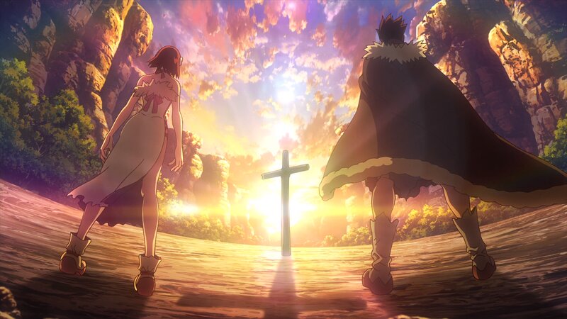 Two Characters Facing Cross