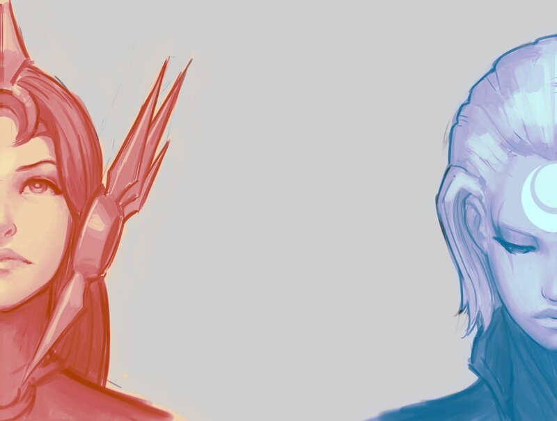two characters facing each other