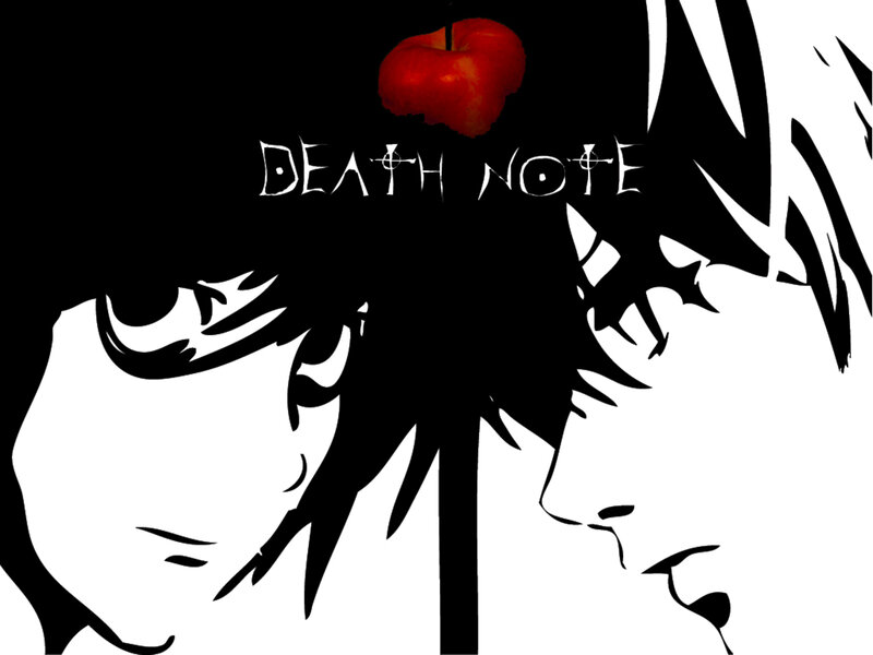 Two Characters Facing Each Other — Black, Dramatic, Manga, Apple, Text