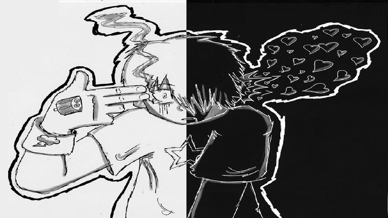 Two Characters Facing Each Other — Black