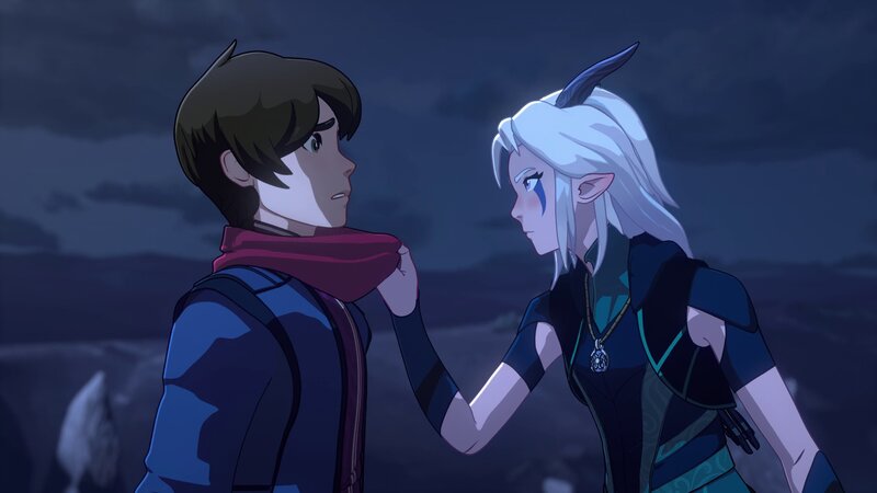 Two Characters Facing Each Other — Blue, Dramatic, Night, Anime