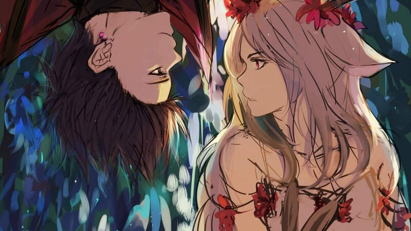 Two Characters Facing Each Other — Pink