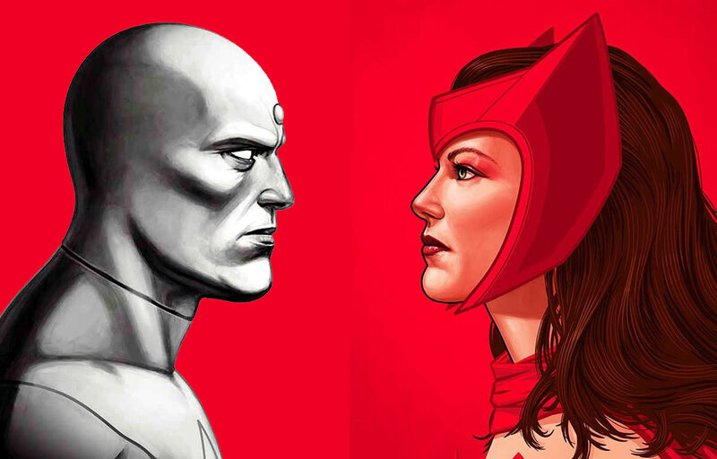Two Characters Facing Each Other — Red