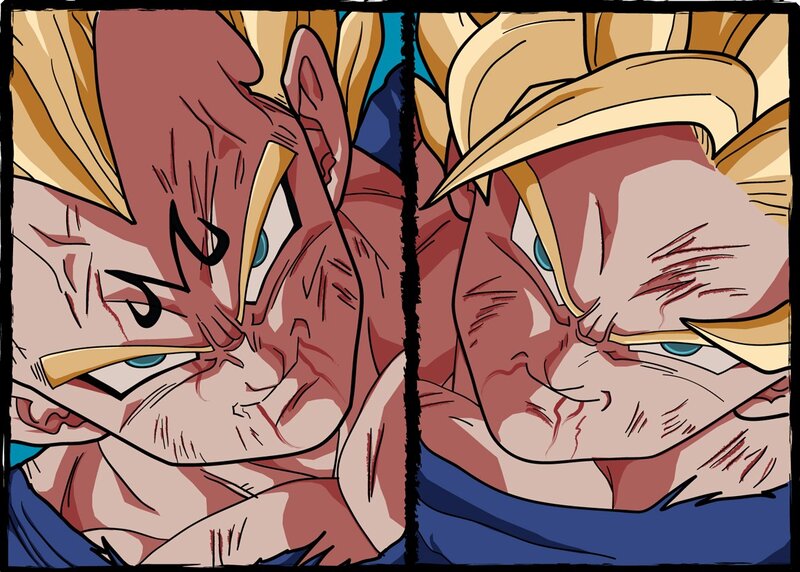 Two Characters Facing Each Other — Yellow, Intense