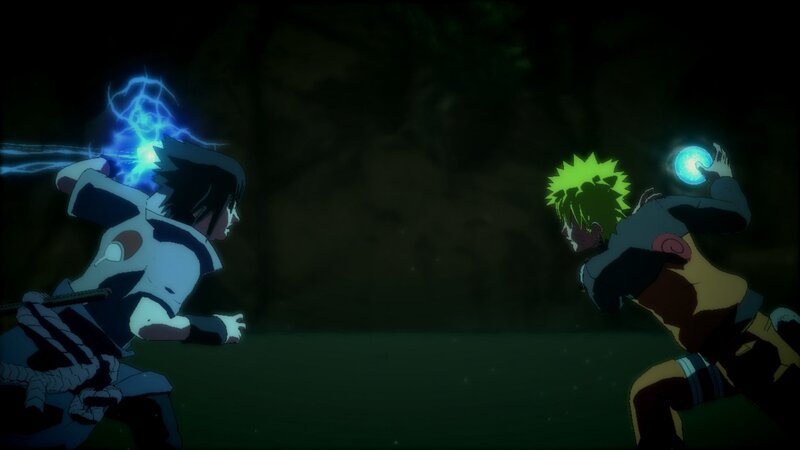 Two Characters Facing Off — Black, Dramatic, Night, Anime, Lightning