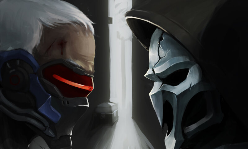 Two Characters Facing Off — Gray