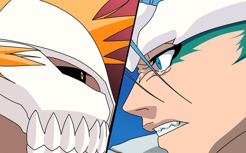 Two Characters Facing Off — White, Dramatic, Anime, Close-up