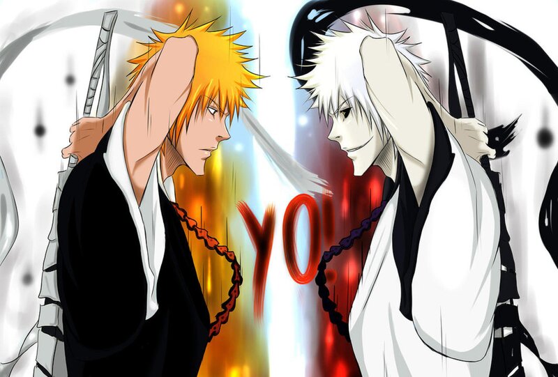 Two Characters Facing Off — White, Dramatic, Anime