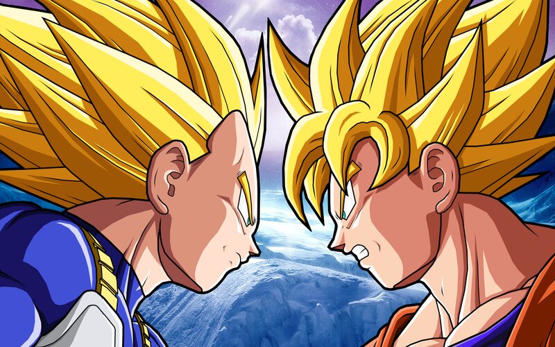 Two Characters Facing Off — Yellow, Dramatic, Anime