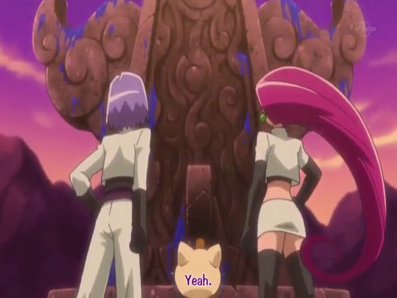 Two Characters Facing Statue