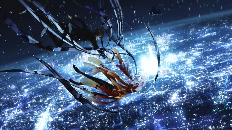 Two Characters Falling — Blue, Dramatic, Night