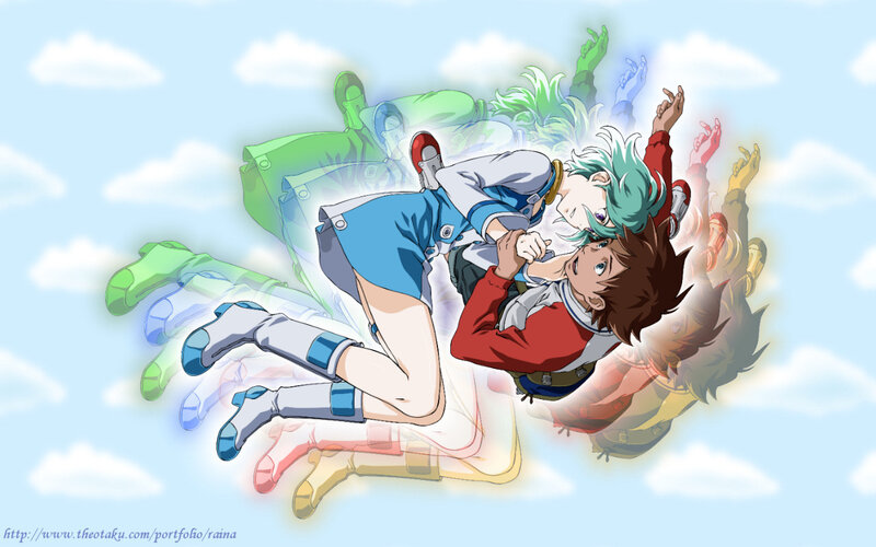 Two Characters Falling — Blue, Dynamic