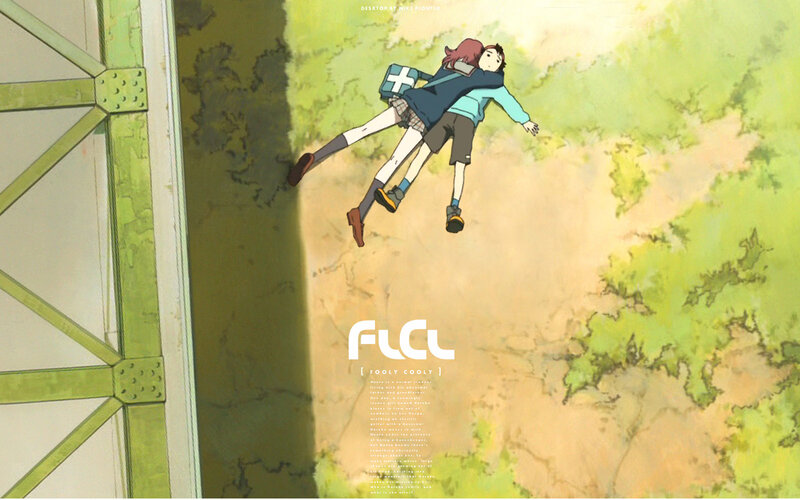 Two characters falling from a bridge