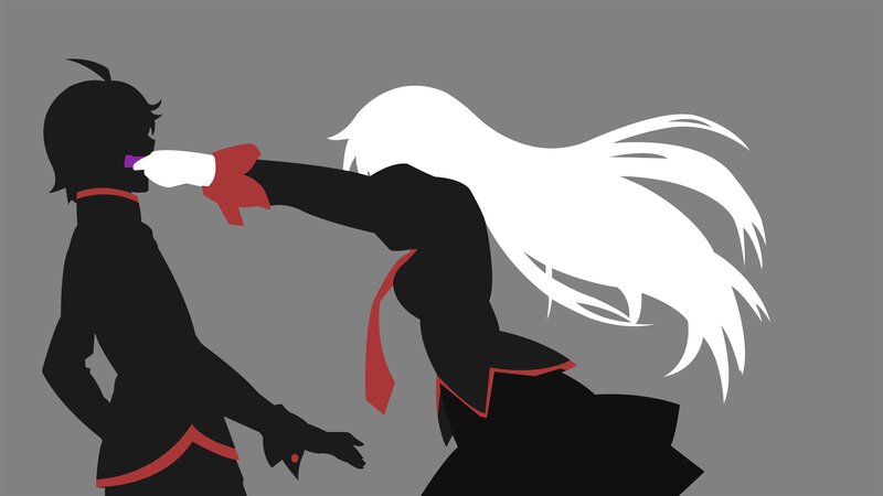 Two Characters Fighting — Black, Dramatic, Digital Art, Silhouette