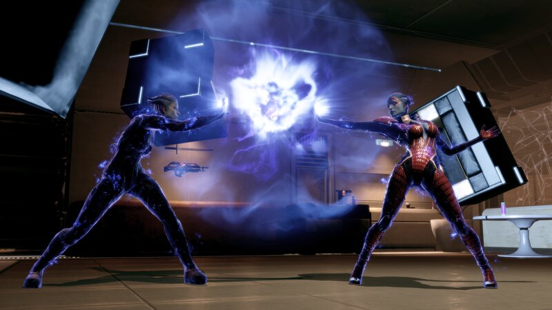 Two Characters Fighting — Blue, Dramatic, 3d Render, Energy Blast