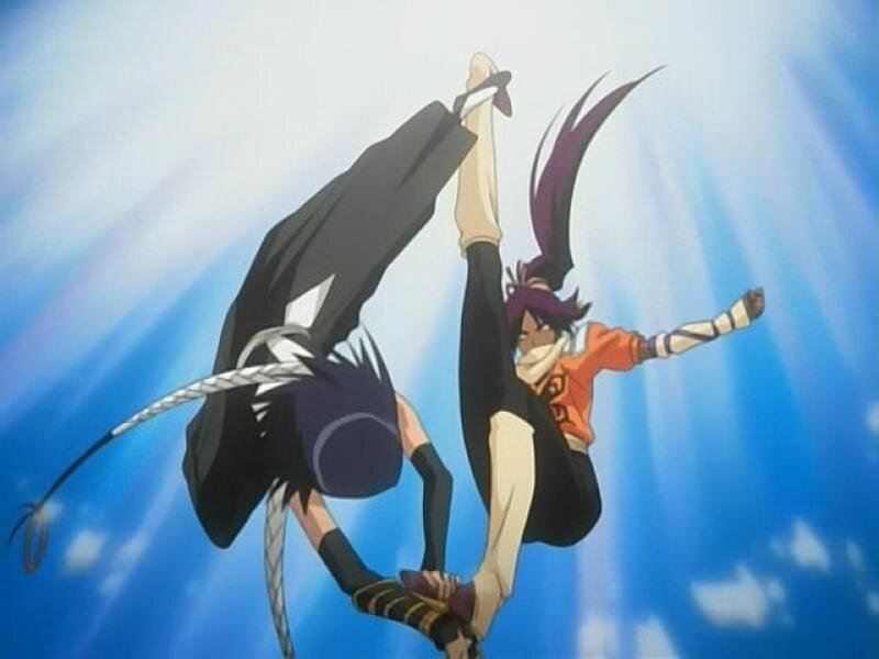 Two Characters Fighting — Blue, Dramatic, Anime, Sky