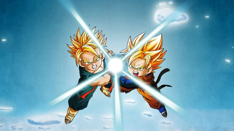 Two Characters Fighting — Blue, Dramatic, Anime, Spiky Hair, Energy Beams