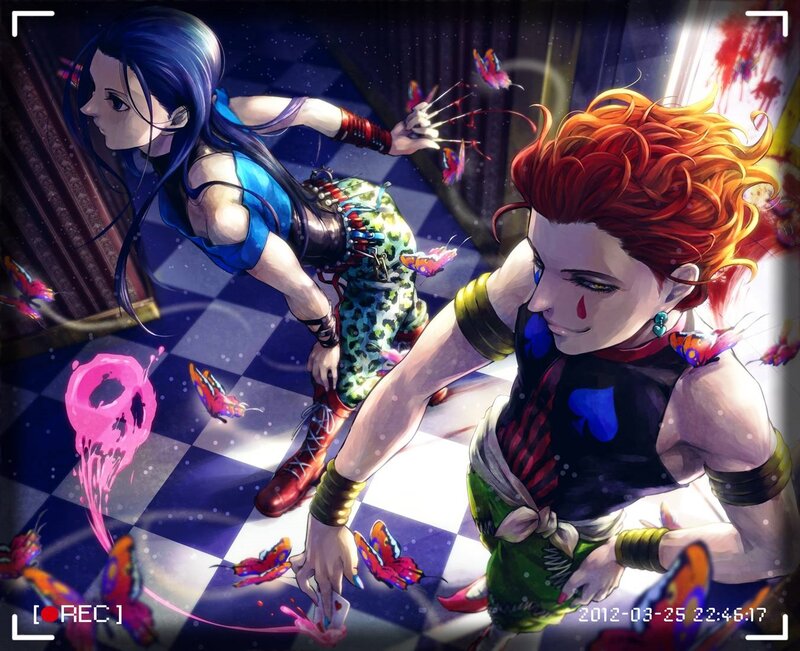 Two Characters Fighting — Blue, Dramatic, Night, Anime, Butterflies