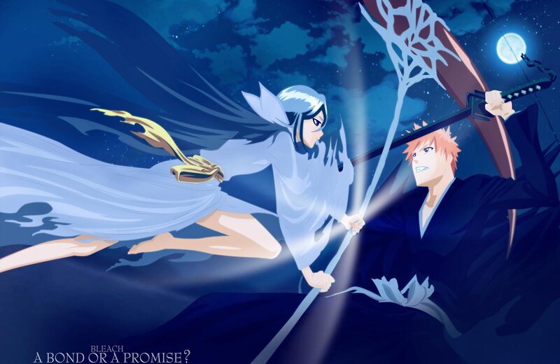 Two Characters Fighting — Blue, Dramatic, Night, Anime, Sword