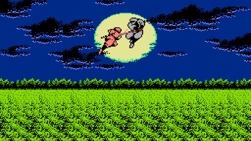 Two Characters Fighting — Blue, Dramatic, Night, Pixel Art