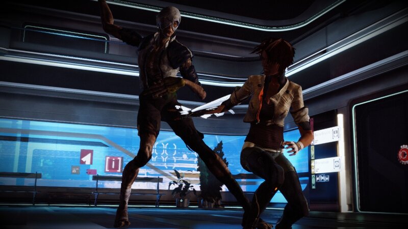Two Characters Fighting — Blue, Tense