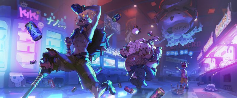 Two Characters Fighting — Purple, Chaotic