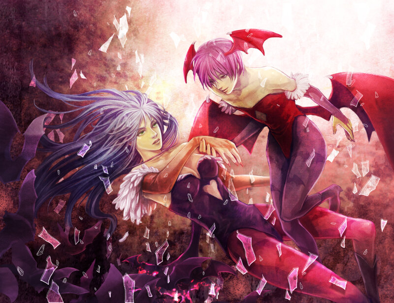 Two Characters Fighting — Purple, Dramatic, Digital Art