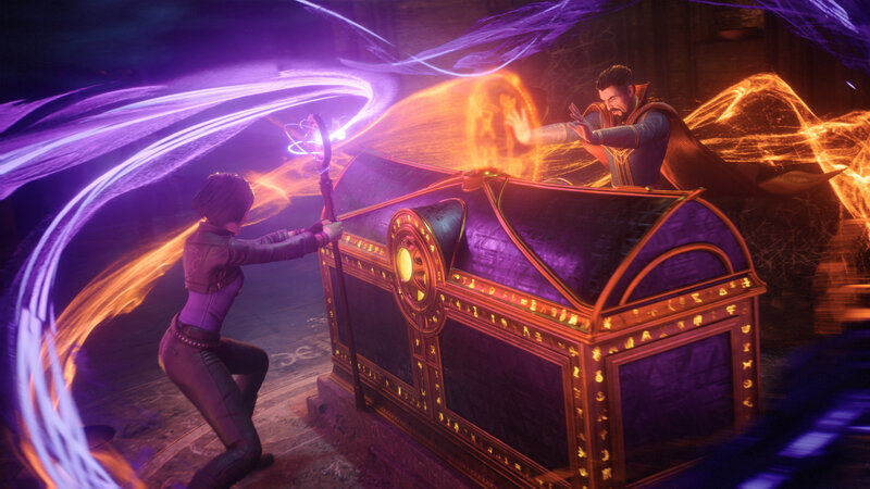 Two Characters Fighting — Purple, Dramatic, Night, 3d Render, Magic