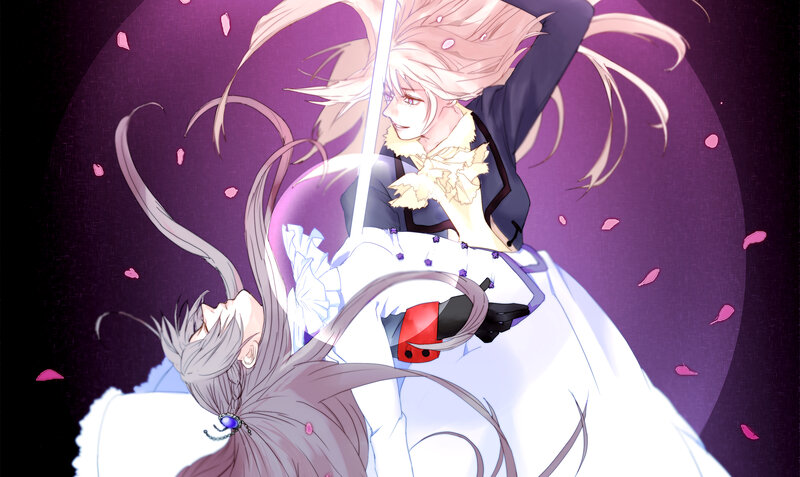 Two Characters Fighting — Purple, Dramatic, Night, Anime, Sword