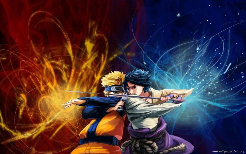 Two Characters Fighting — Red, Dramatic, Manga, Swords, Energy Effects