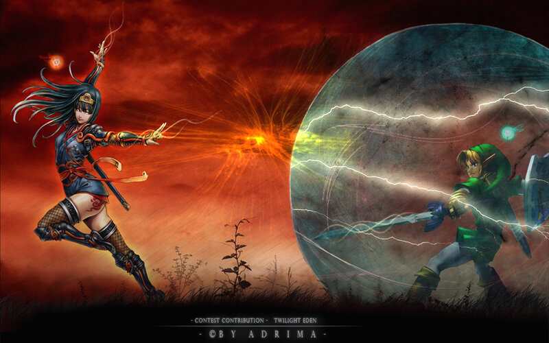 Two Characters Fighting — Red, Dramatic, Night