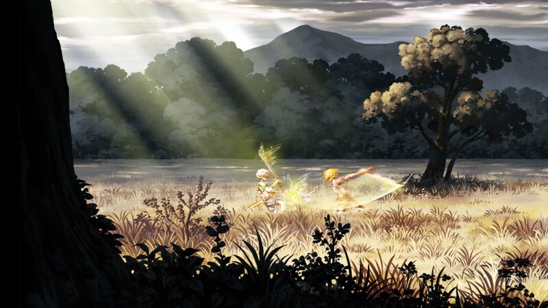 Two Characters Fighting — Yellow, Dramatic, Afternoon