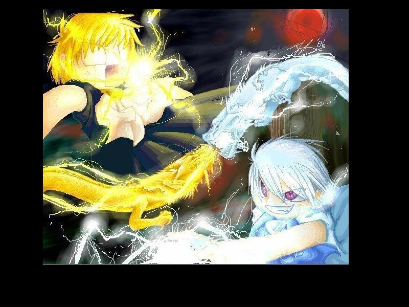 Two Characters Fighting — Yellow