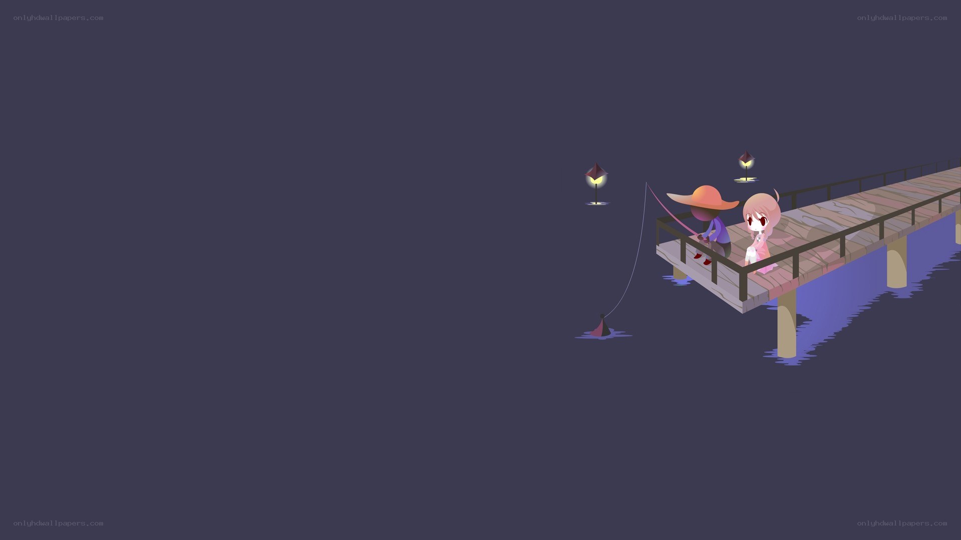 Two characters fishing at night