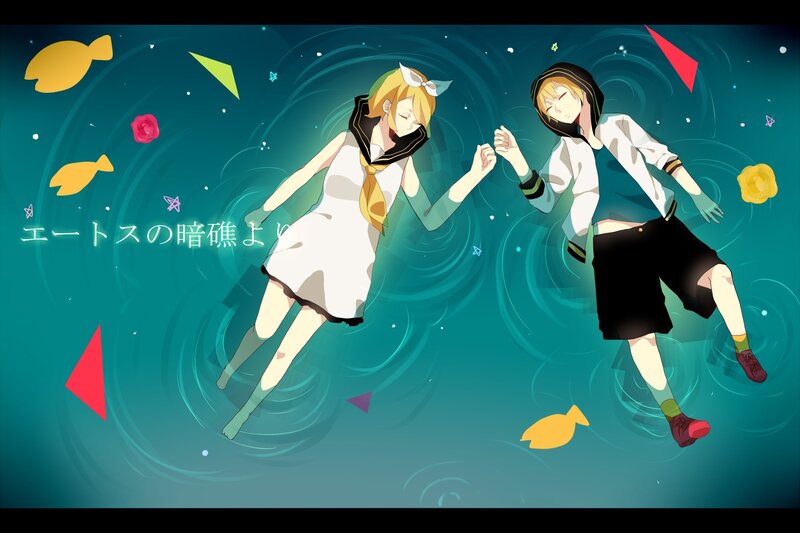 Two characters floating in water