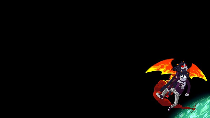 Two Characters Flying — Black