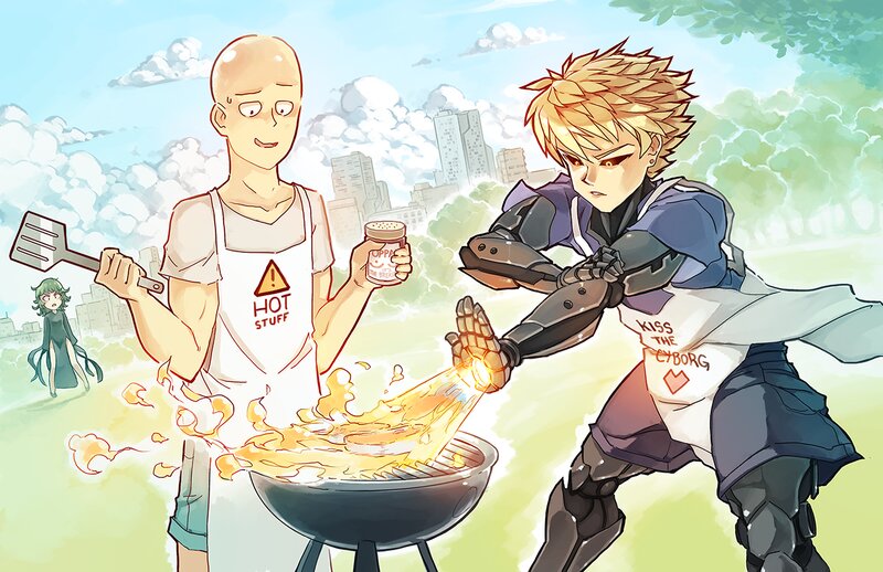 Two Characters Grilling
