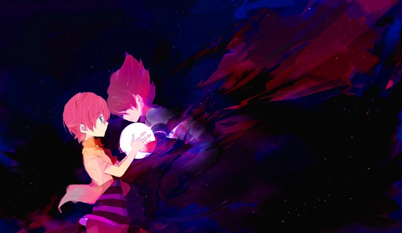 two characters holding a glowing orb