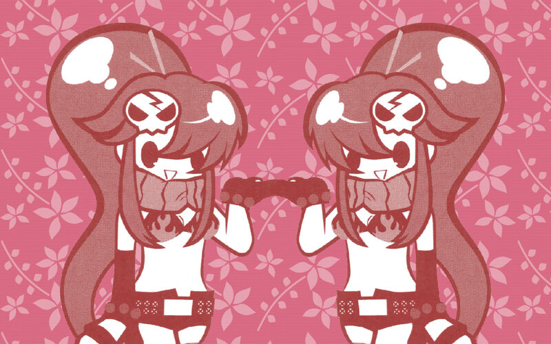 two characters holding controller